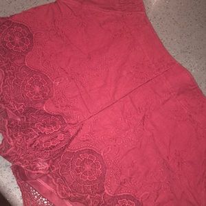 Red lace shorts